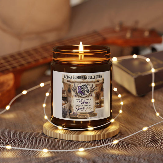 Latina-Owned: Cebra Guerrera Collection Soy Candle, Amber Jar, Spanglish, Chronic Illness, EDS, Bilingual