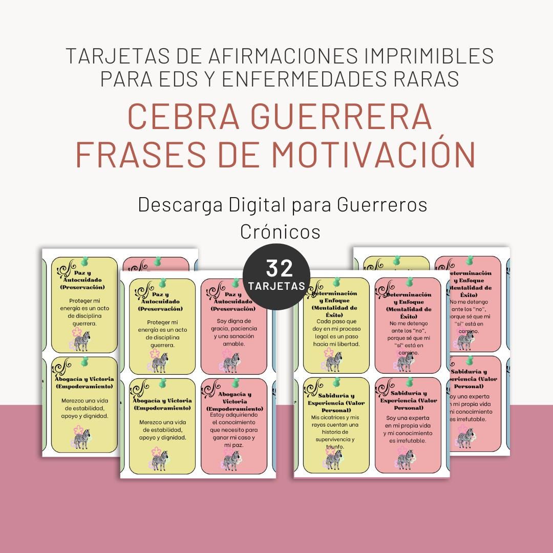 Latina-Owned, Spanish Affirmation Cards | Zebra Warrior, Chronic Illness (Digital Download)