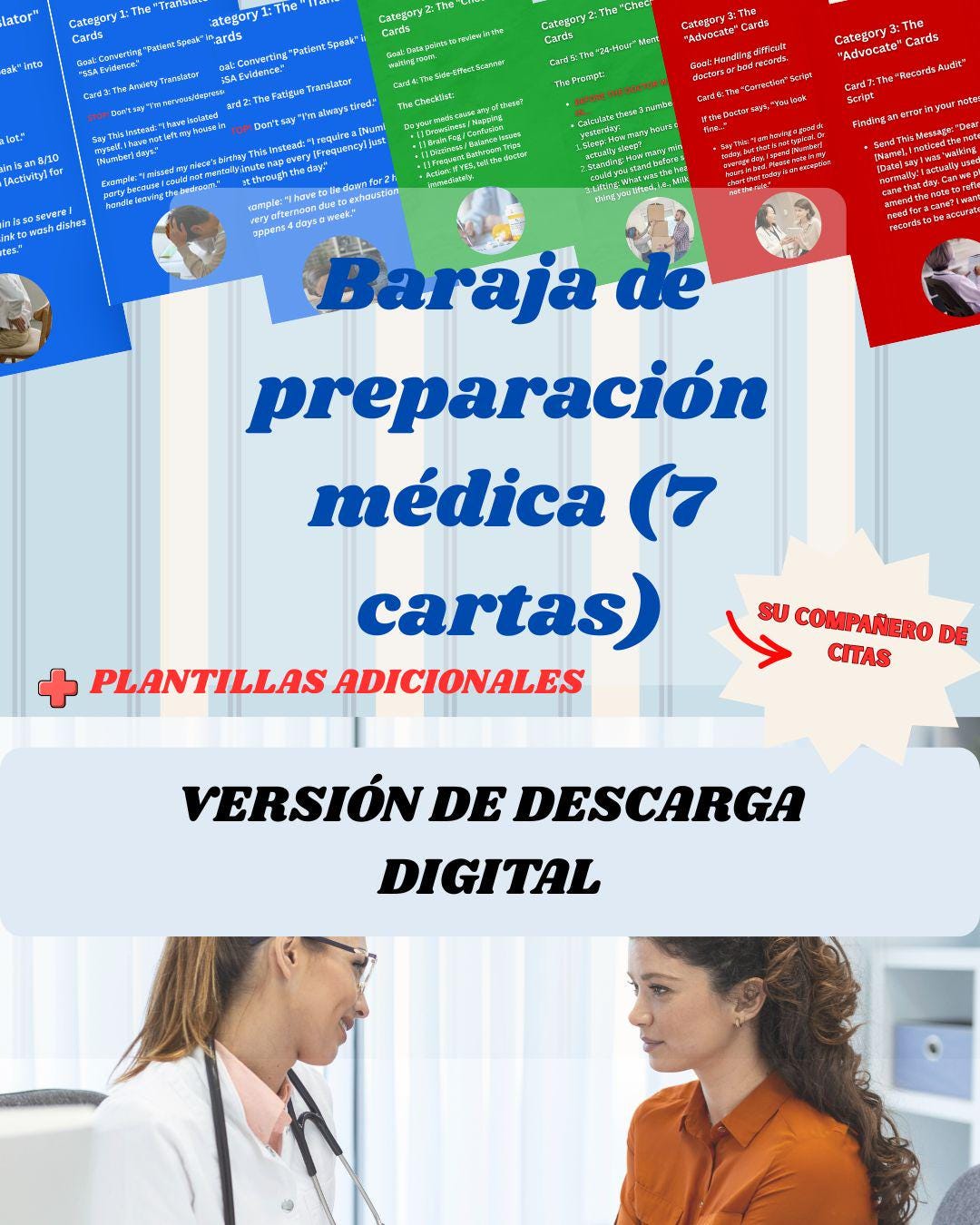 Latina-Owned, SSDI Medical Prep Tarot Cards: Doctor Visit Companion (Digital Download)