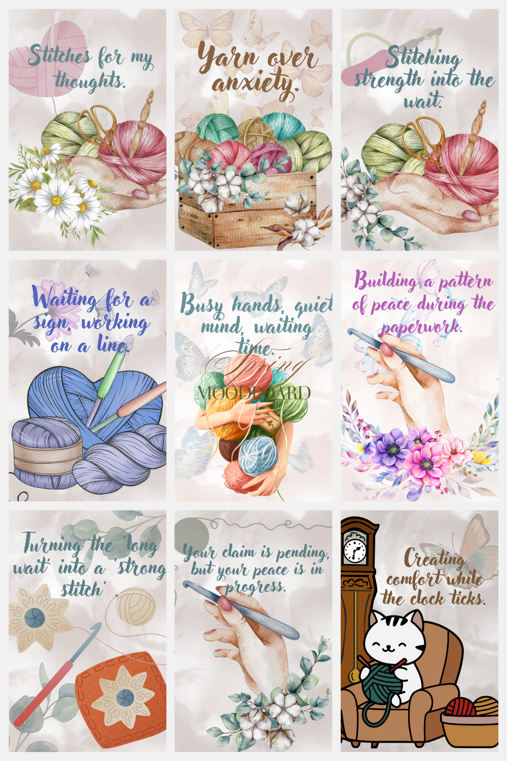 Crochet Patience & SSDI Support Wall Art (Set of 10)