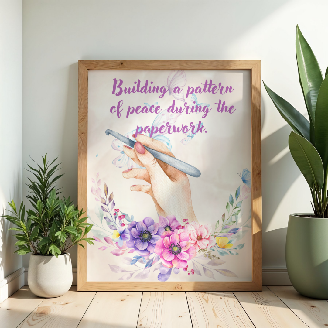 Crochet Patience & SSDI Support Wall Art (Set of 10)