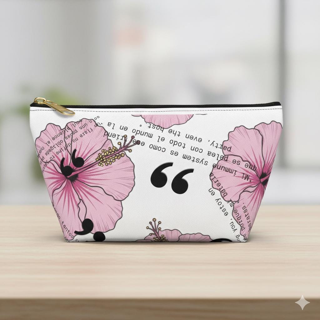 Latina Owned, Spanglish Funny Quotes Pouch, Chronic Illness, EDS, Invisible Illness