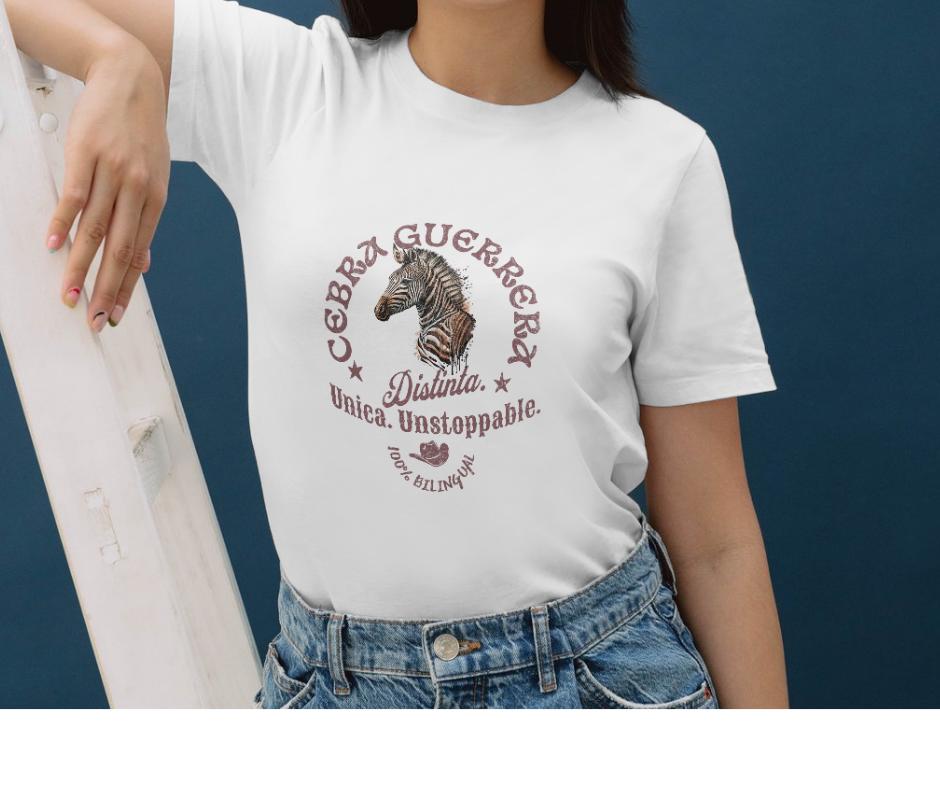 Latina-Owned: Cebra Guerrera Spanglish T-Shirt - Latina Chronic Illness Warrior Tee / EDS