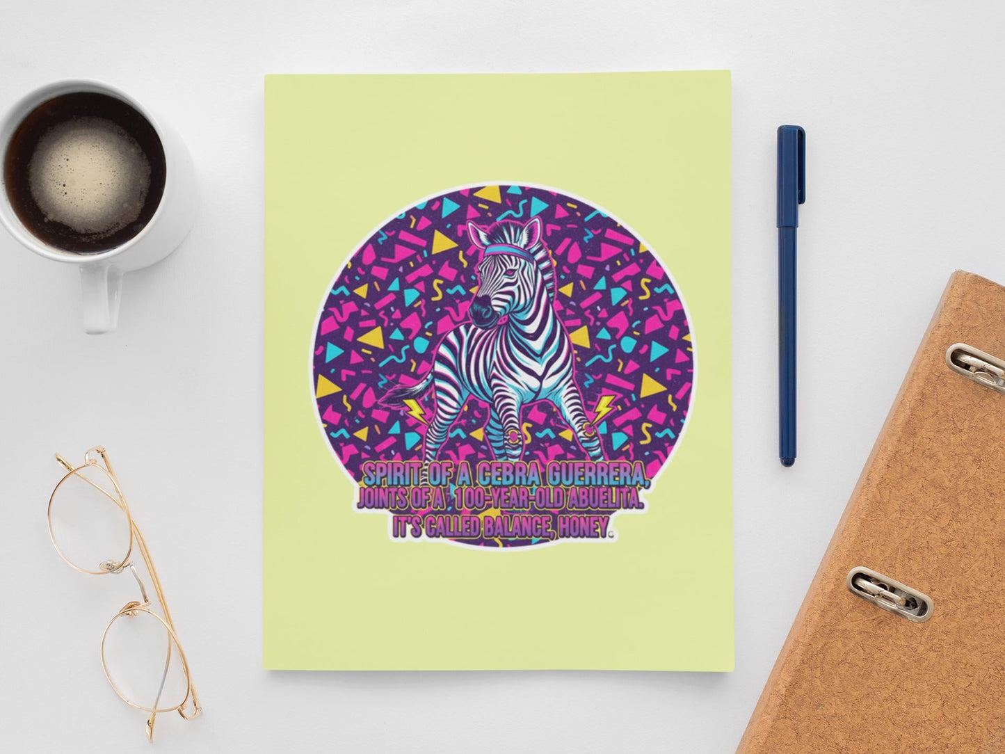 English/Spanish Zebra Vinyl Sticker: Retro 90s Memphis Style