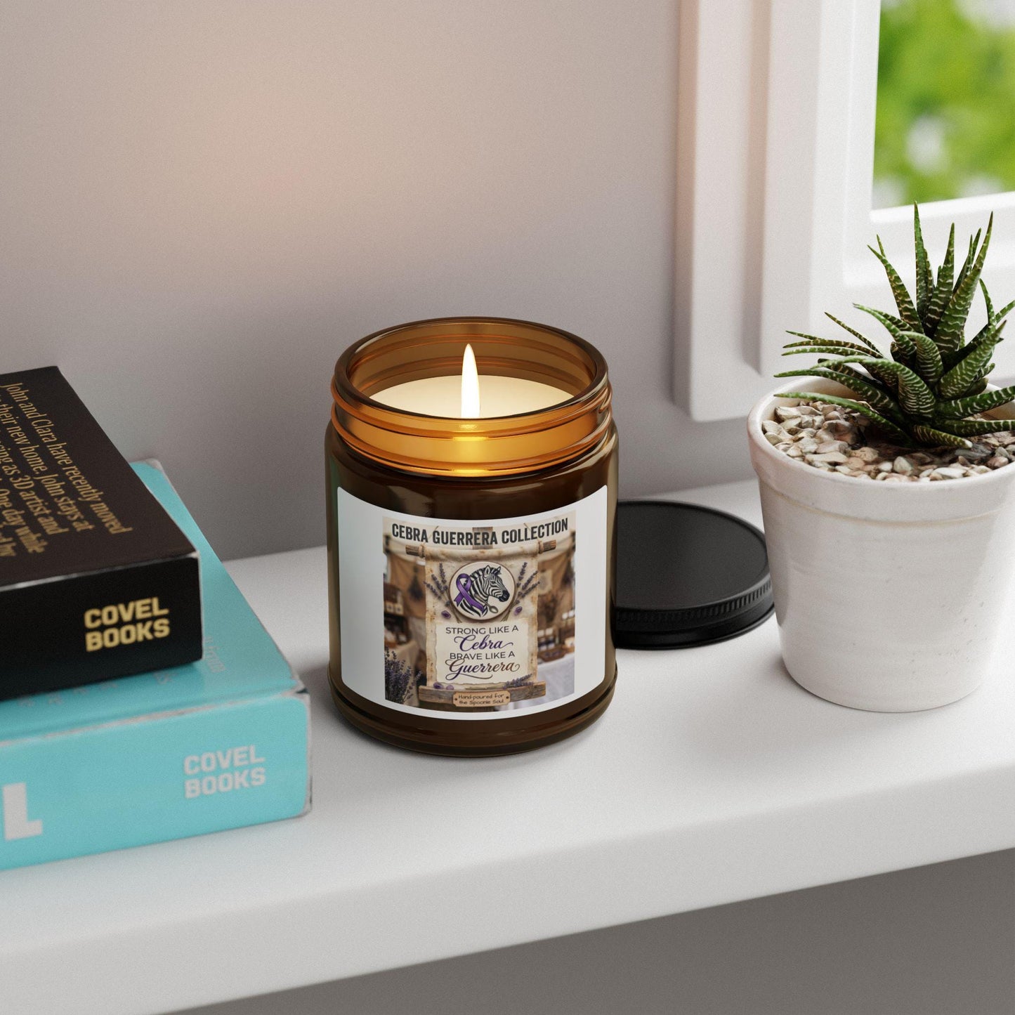 Latina-Owned: Cebra Guerrera Collection Soy Candle, Amber Jar, Spanglish, Chronic Illness, EDS, Bilingual