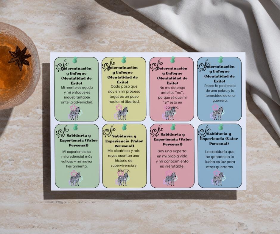 Latina-Owned, Spanish Affirmation Cards | Zebra Warrior, Chronic Illness (Digital Download)
