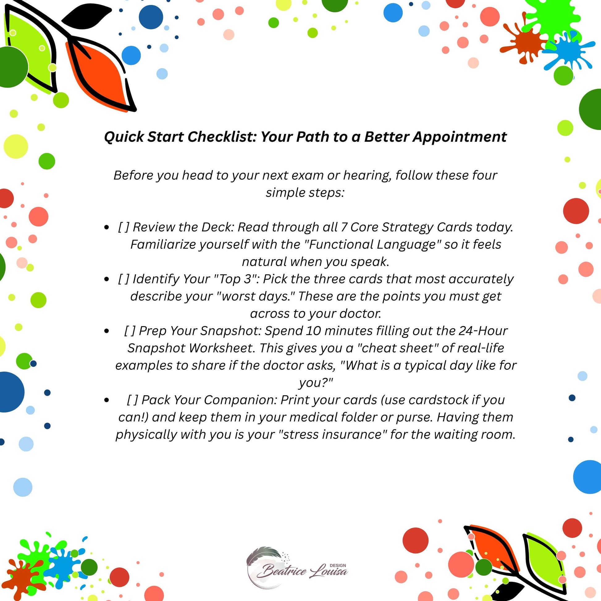 Medical Prep-Deck / Appointment Companion **DIGITAL DOWNLOAD VERSION**