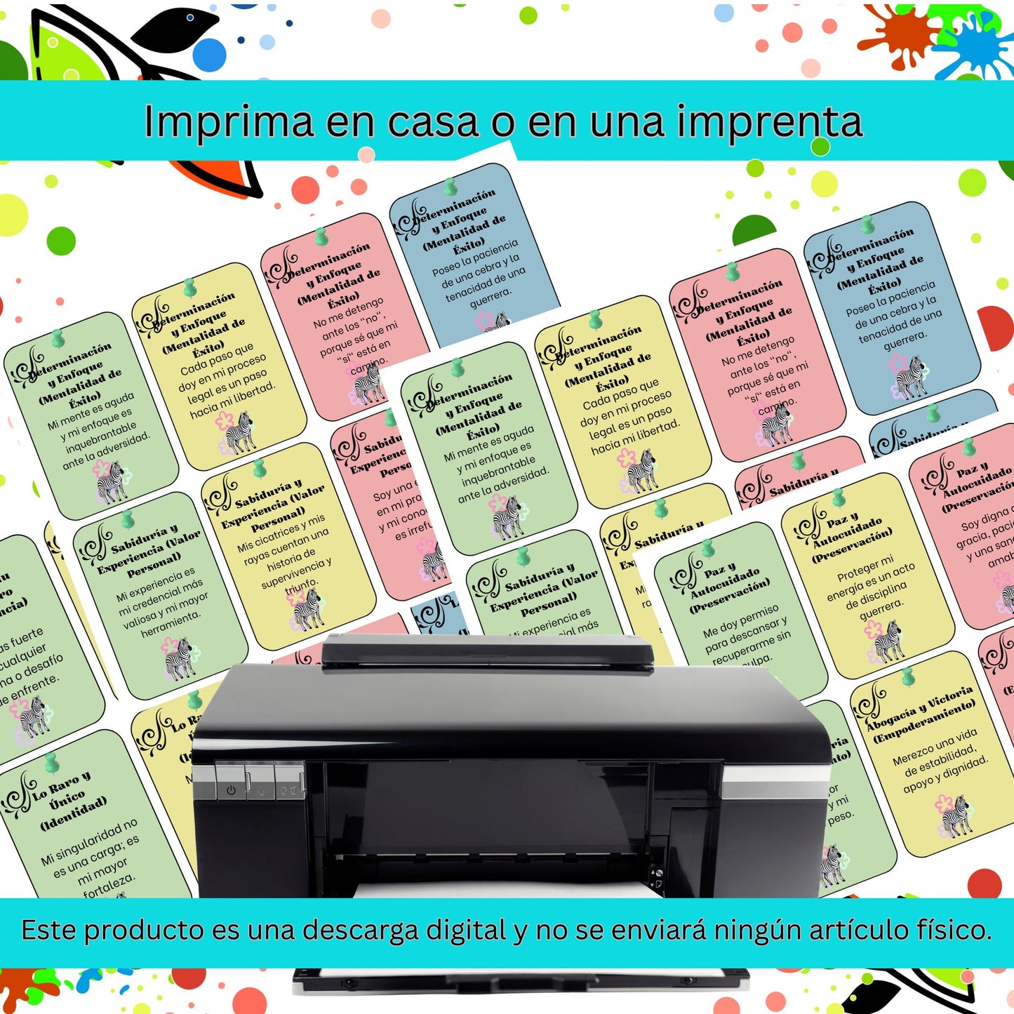 Latina-Owned, Spanish Affirmation Cards | Zebra Warrior, Chronic Illness (Digital Download)