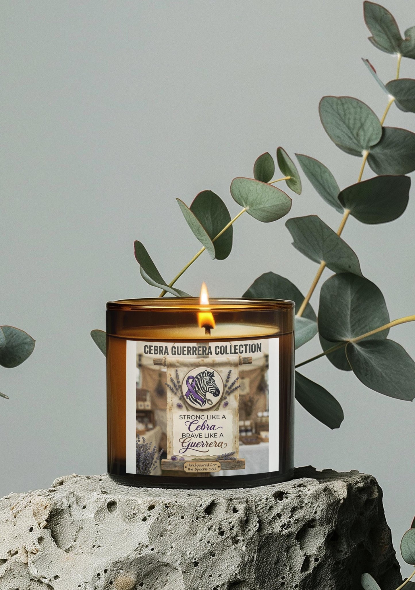 Latina-Owned: Cebra Guerrera Collection Soy Candle, Amber Jar, Spanglish, Chronic Illness, EDS, Bilingual