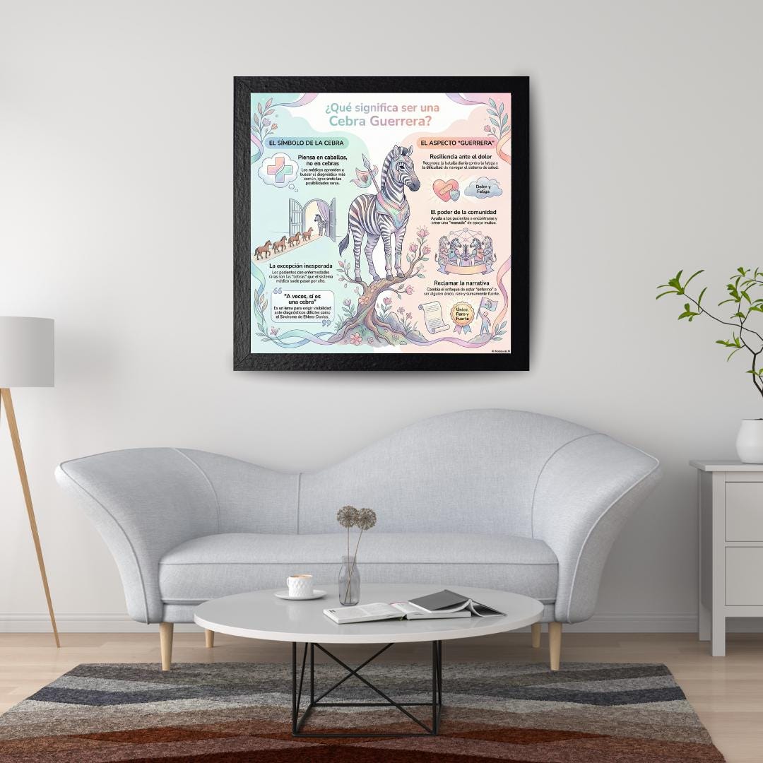 Latina-Owned: Cebra Guerrera Art Print, Ehlers-Danlos Syndrome Awareness, Spanish Infographic, 8x8