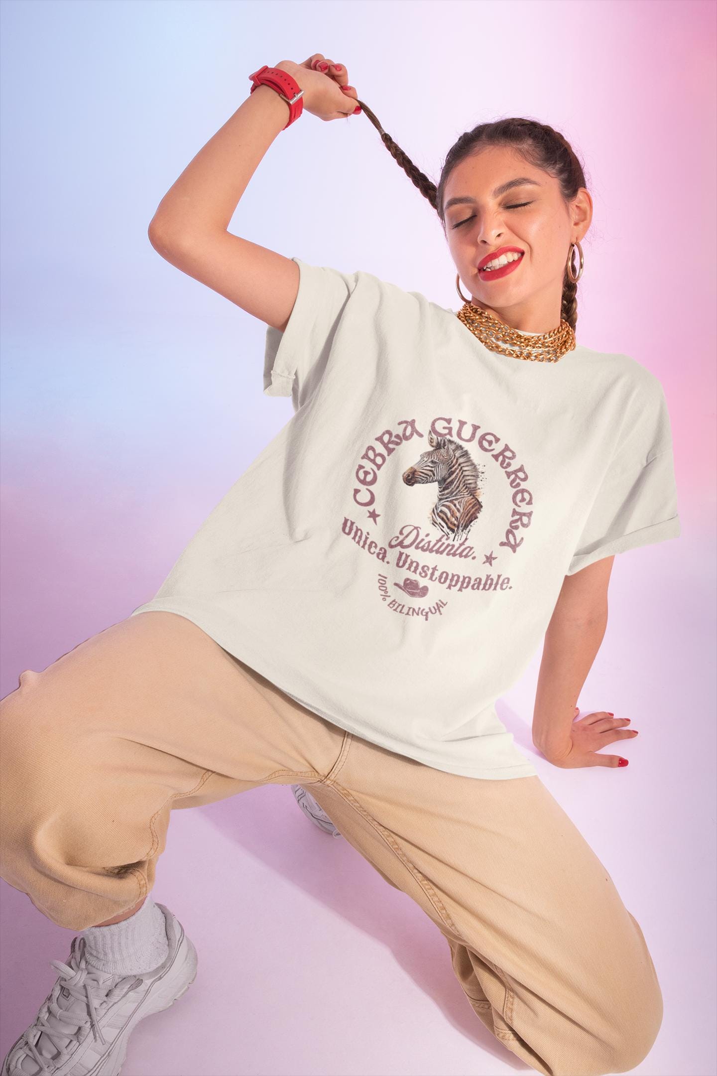 Latina-Owned: Cebra Guerrera Spanglish T-Shirt - Latina Chronic Illness Warrior Tee / EDS