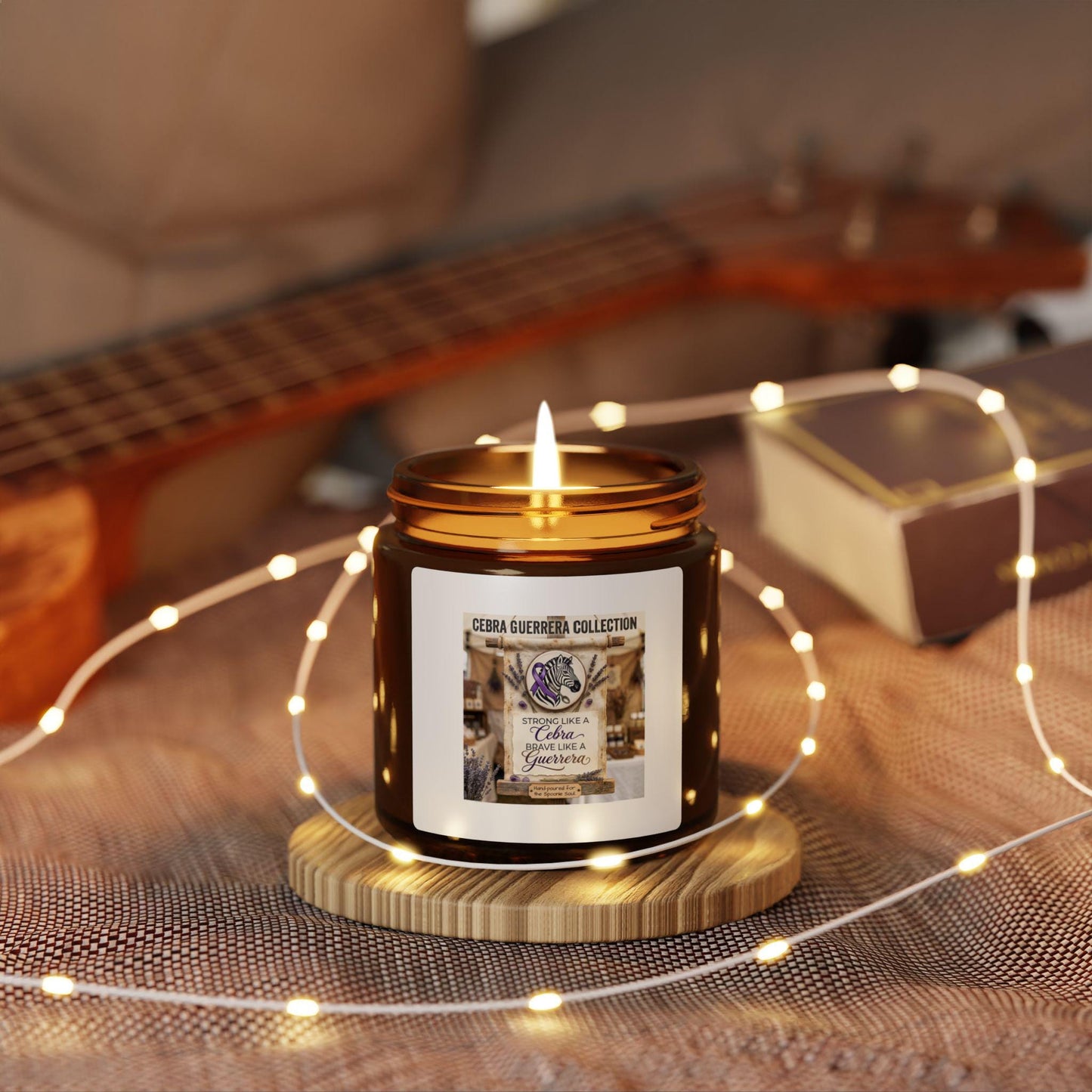 Latina-Owned: Cebra Guerrera Collection Soy Candle, Amber Jar, Spanglish, Chronic Illness, EDS, Bilingual