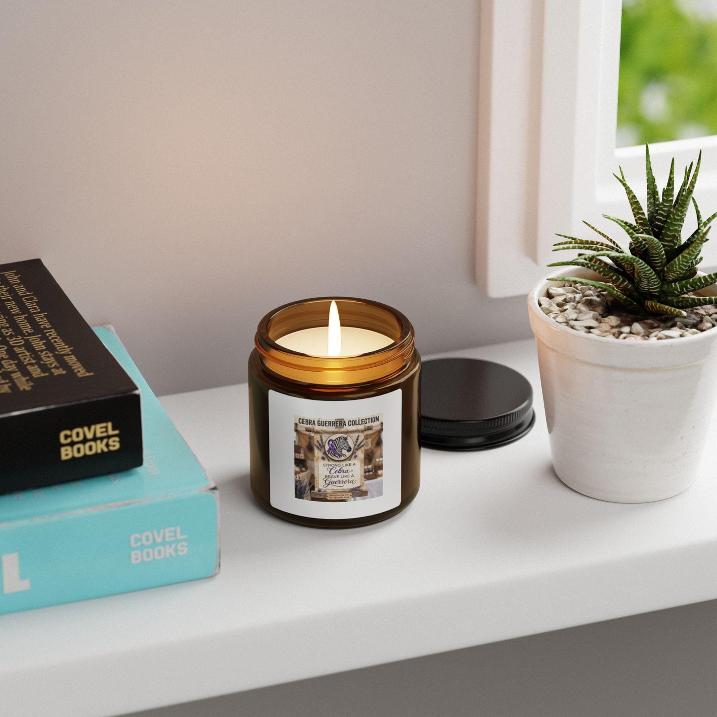Latina-Owned: Cebra Guerrera Collection Soy Candle, Amber Jar, Spanglish, Chronic Illness, EDS, Bilingual