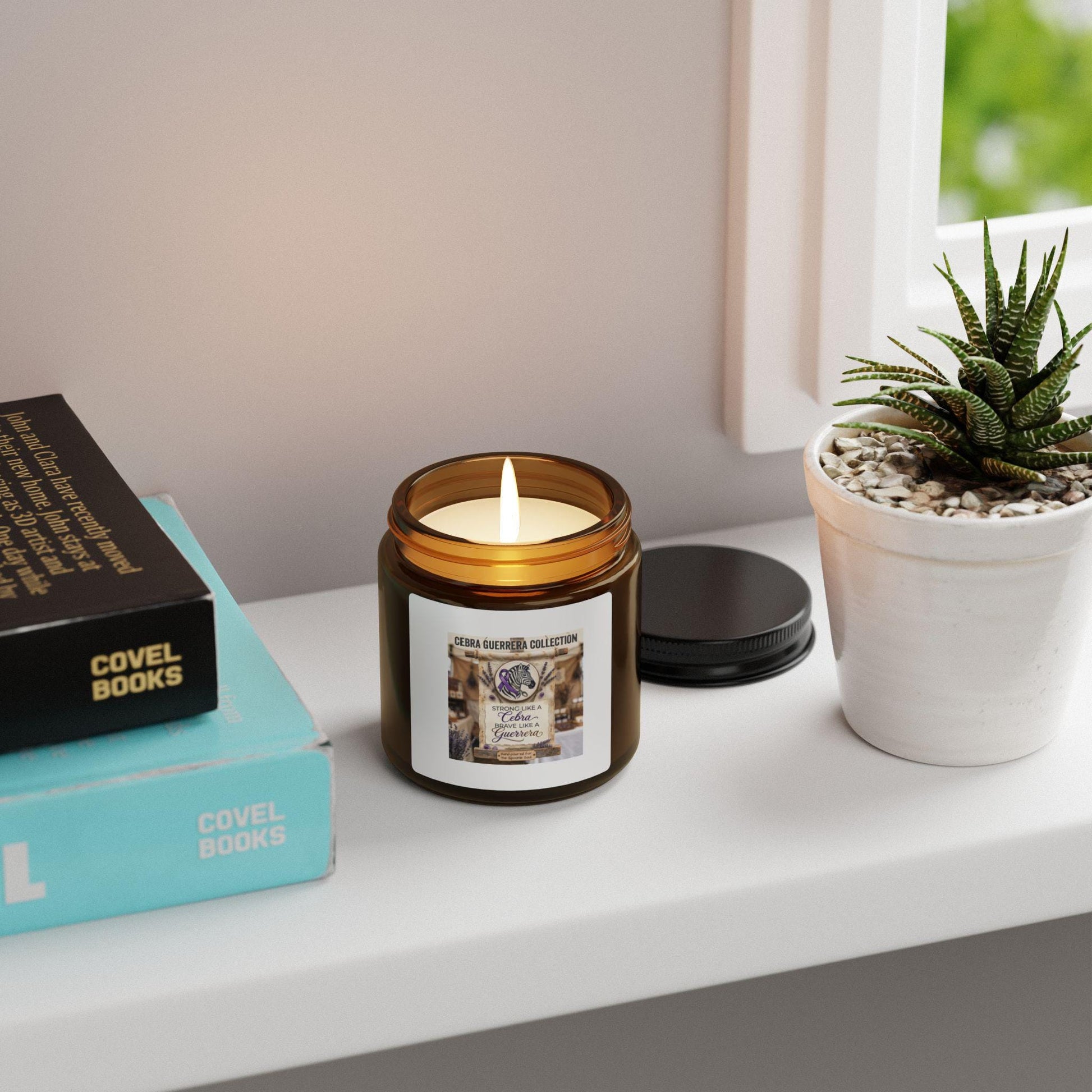 Latina-Owned: Cebra Guerrera Collection Soy Candle, Amber Jar, Spanglish, Chronic Illness, EDS, Bilingual