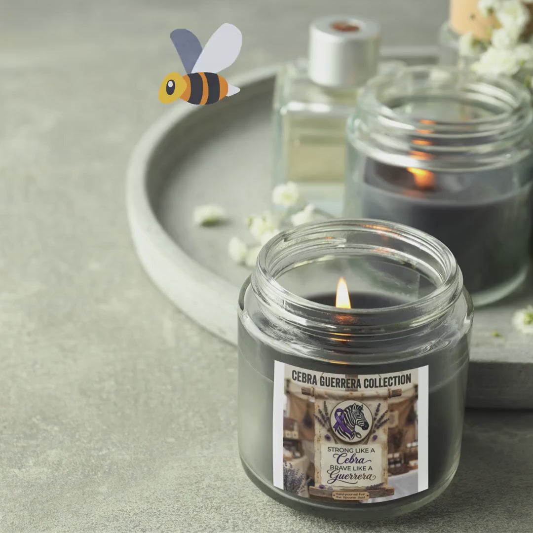 Latina-Owned: Cebra Guerrera Collection Soy Candle, Amber Jar, Spanglish, Chronic Illness, EDS, Bilingual