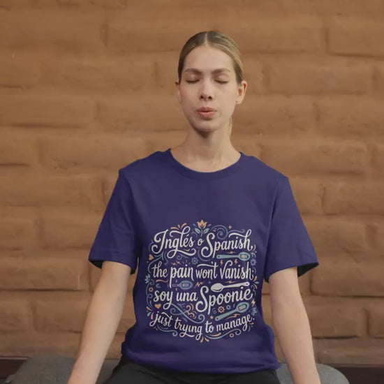 Latina-Owned, Bilingual Spoonie Script Pain Awareness T-Shirt | Inglés y Spanish