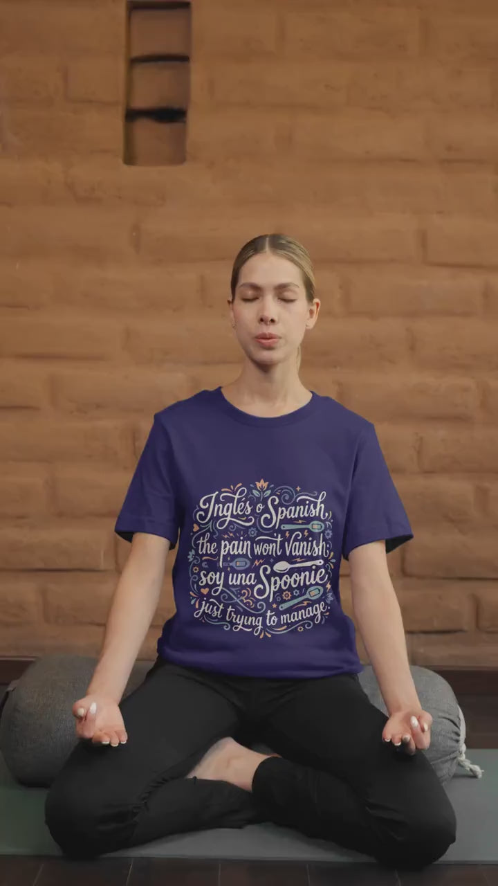 Latina-Owned, Bilingual Spoonie Script Pain Awareness T-Shirt | Inglés y Spanish