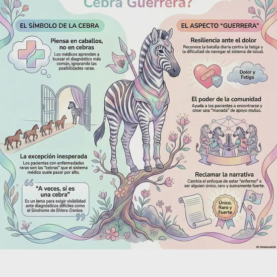 Latina-Owned: Cebra Guerrera Art Print, Ehlers-Danlos Syndrome Awareness, Spanish Infographic, 8x8