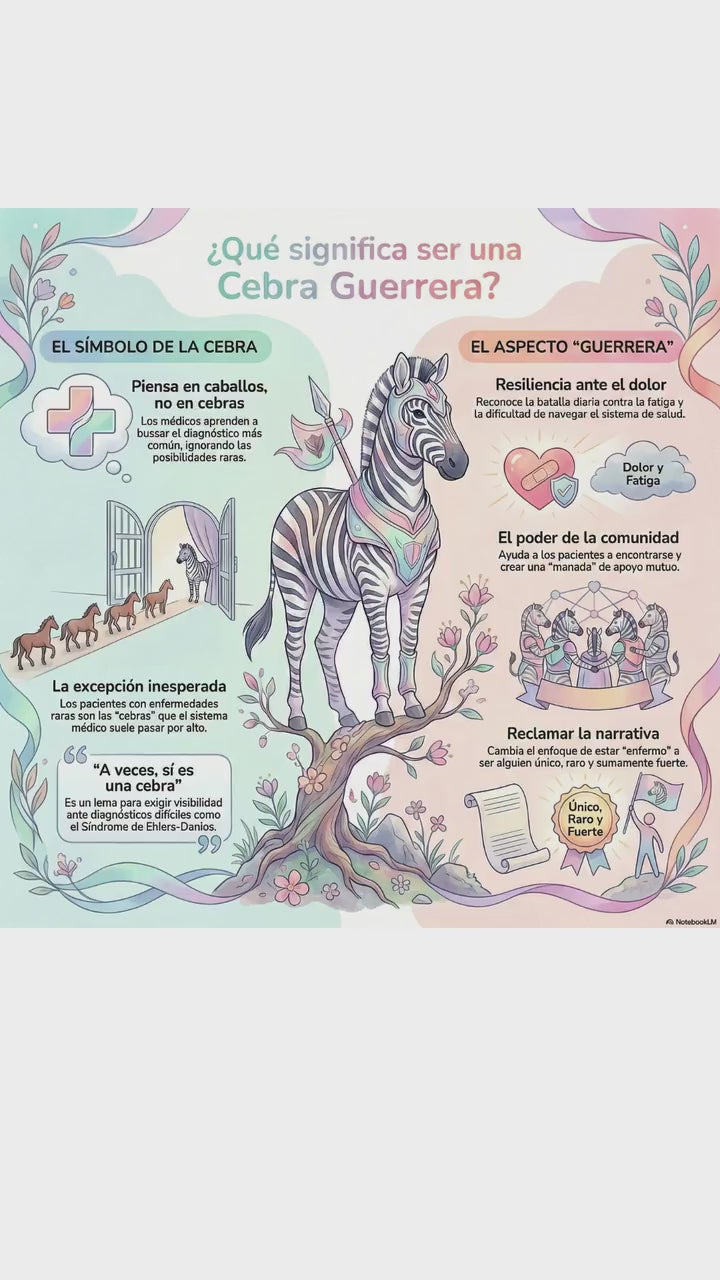Latina-Owned: Cebra Guerrera Art Print, Ehlers-Danlos Syndrome Awareness, Spanish Infographic, 8x8